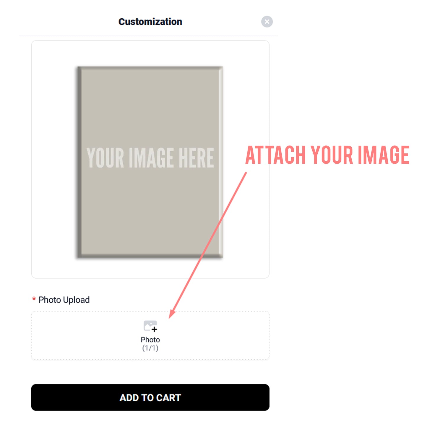 Attach your image to personalise your design – Upload your photo for a unique custom creation