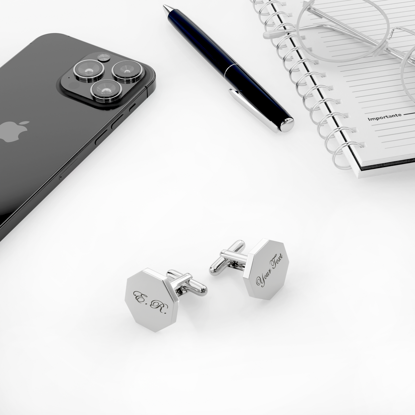 Custom Hexagon Cufflinks for Him – Sleek, Stylish & Personalised in 4 Luxe Finishes