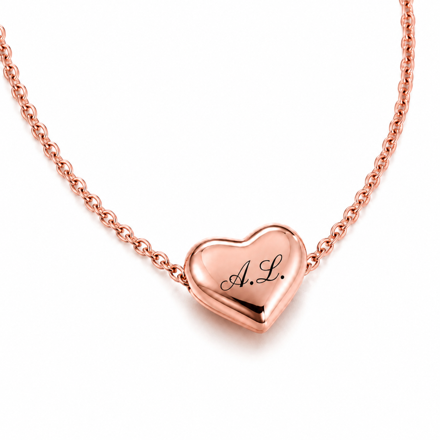 Personalised Dainty Puffy Heart Initial Necklace