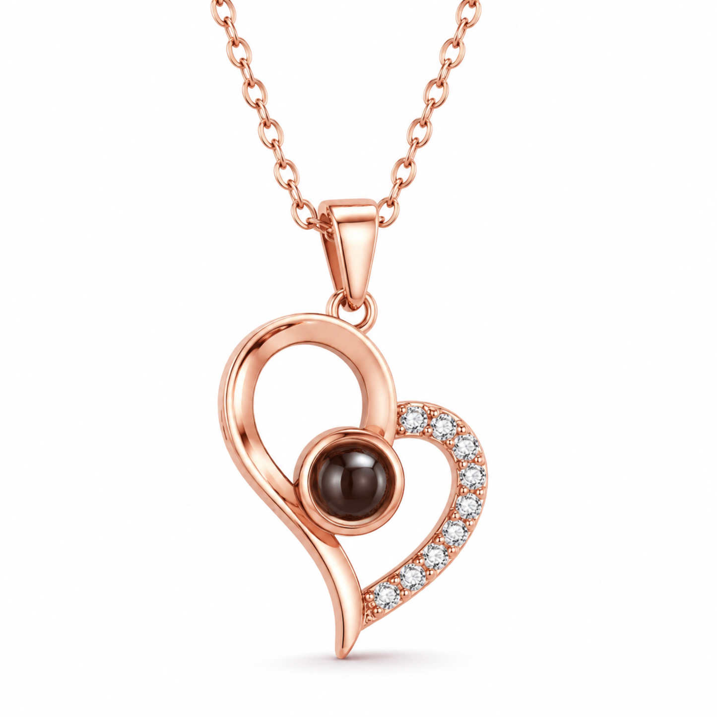 Minimalist Hand-Drawn Heart Photo Projection Necklace
