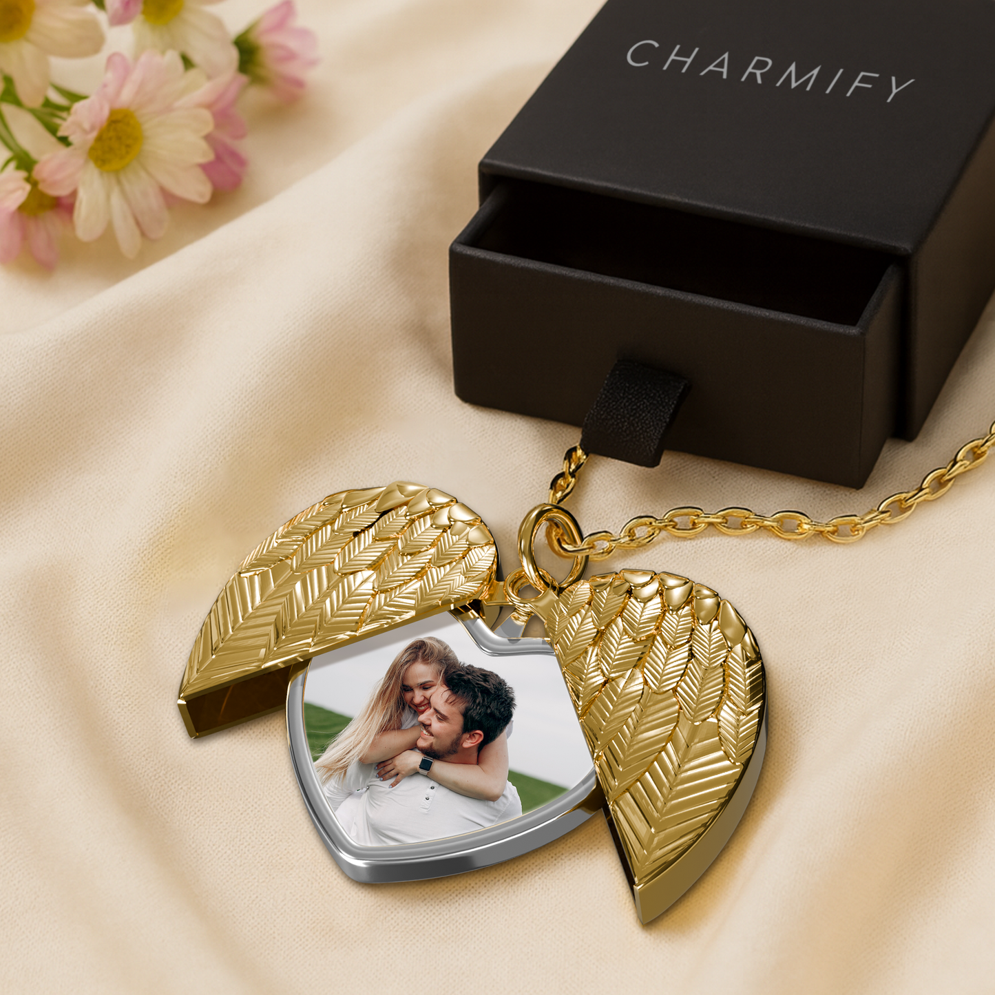 Wings of Love – Men’s Heart Necklace in Silver or Gold, A Symbol of Connection