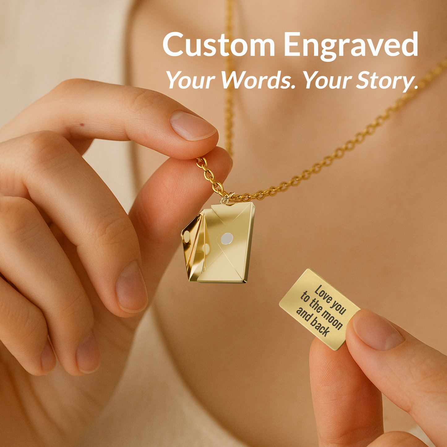 Delicate Envelope Necklace with Hidden Love Message
