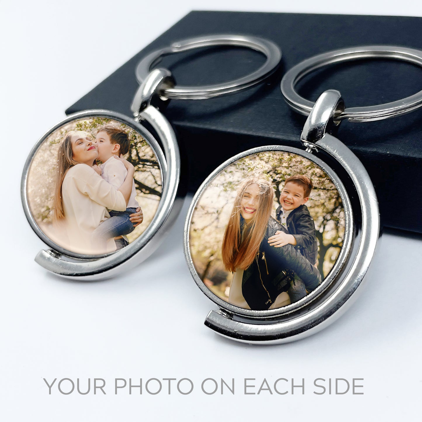 Spinning Silver Round Keyring – A Unique Keepsake in Motion