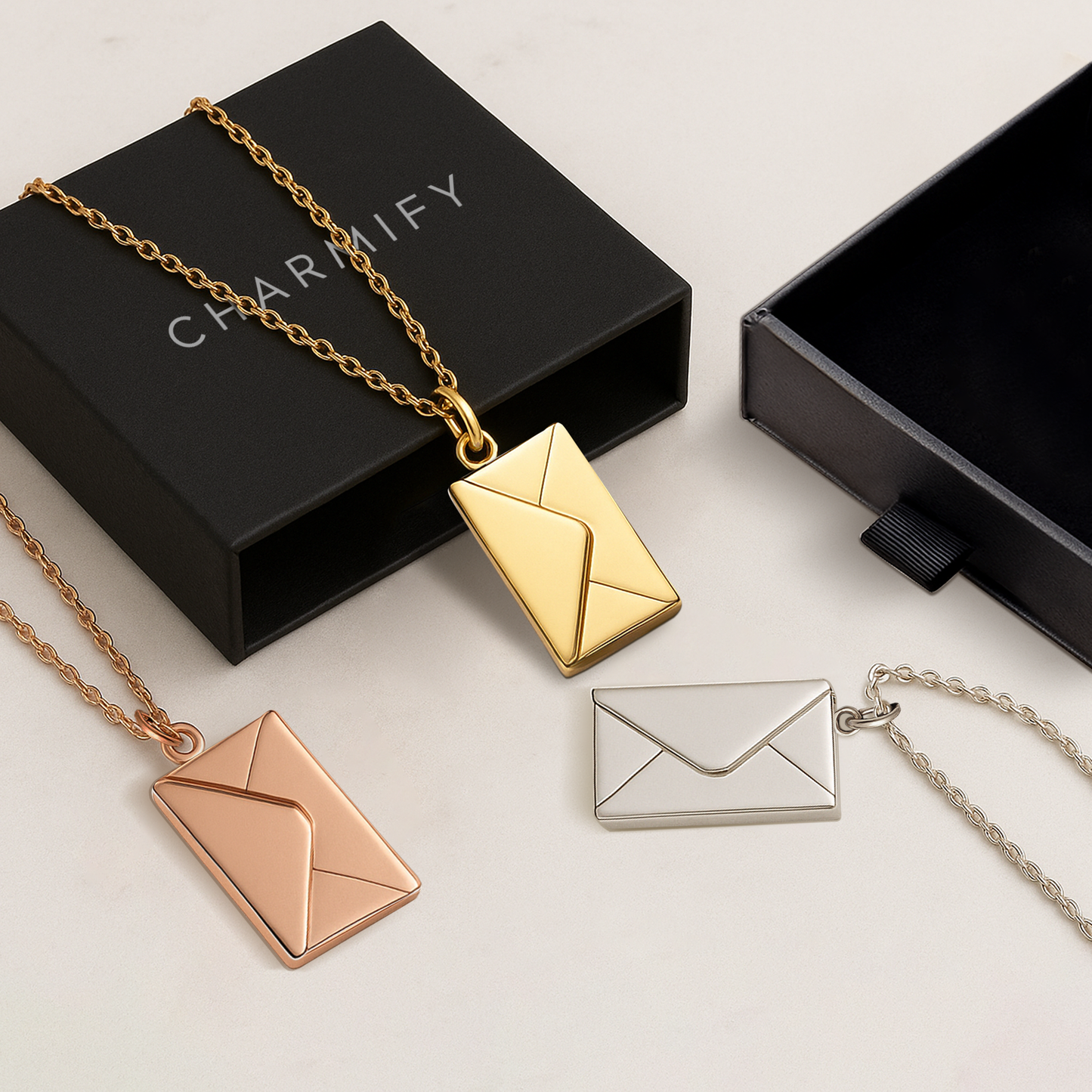 Delicate Envelope Necklace with Hidden Love Message