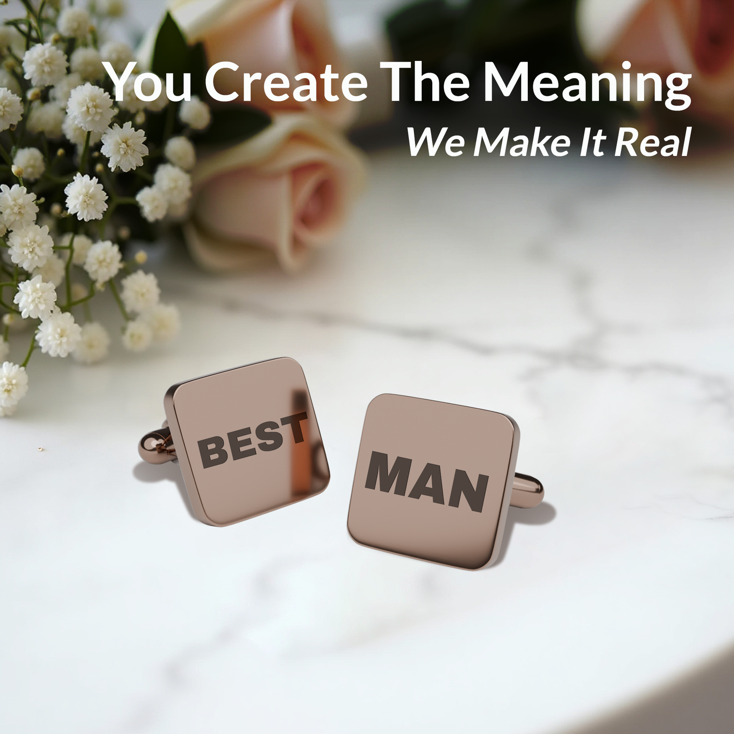 Personalised Square Cufflinks – Elegant Gift for Him in Silver, Gold, Black & Rose Gold