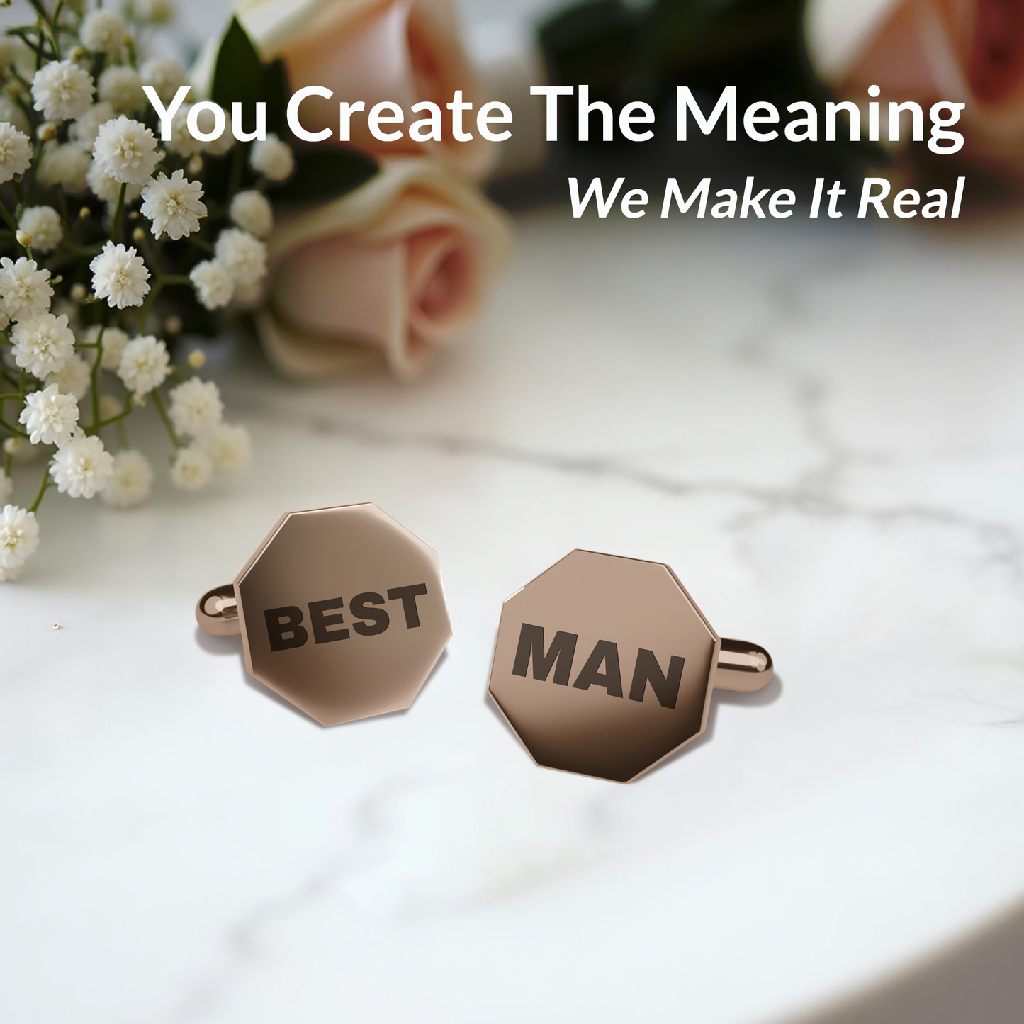 Custom Hexagon Cufflinks for Him – Sleek, Stylish & Personalised in 4 Luxe Finishes