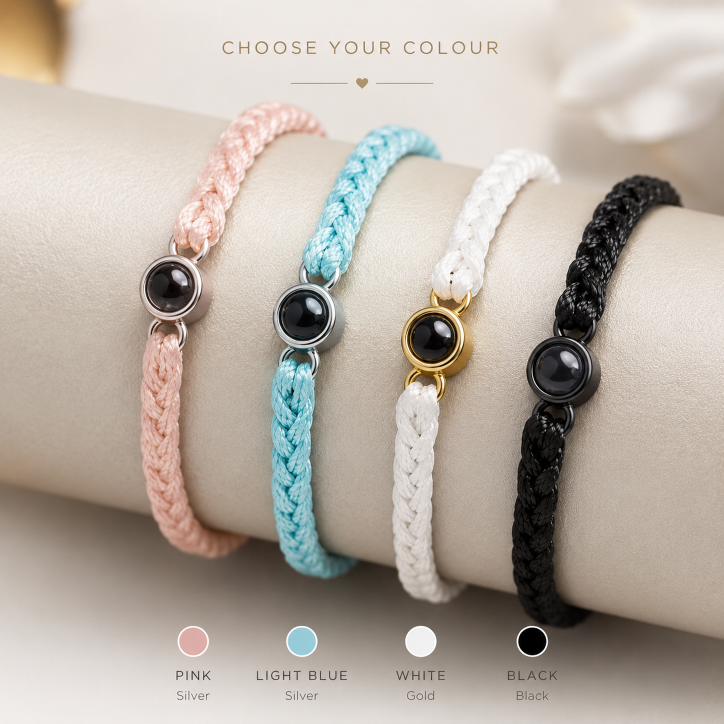 Minimalist Braided Cord Photo Projection Bracelet