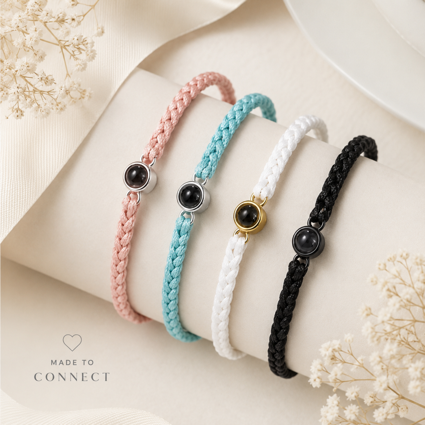 Minimalist Braided Cord Photo Projection Bracelet