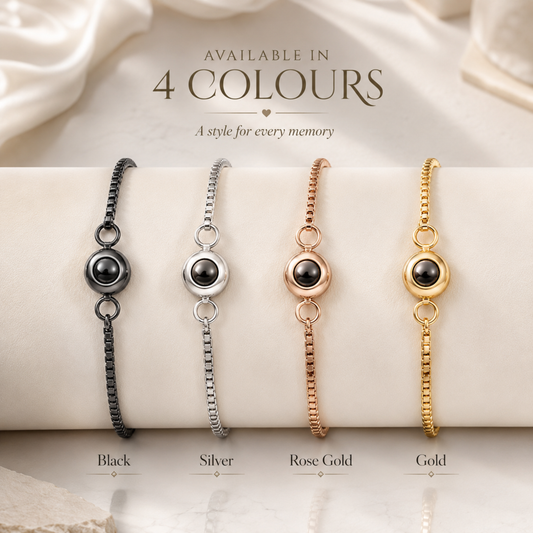 Minimalist Round Photo Projection Slider Bracelet