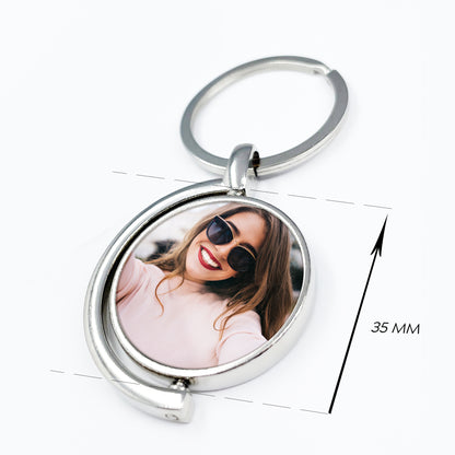 Spinning Silver Round Keyring – A Unique Keepsake in Motion