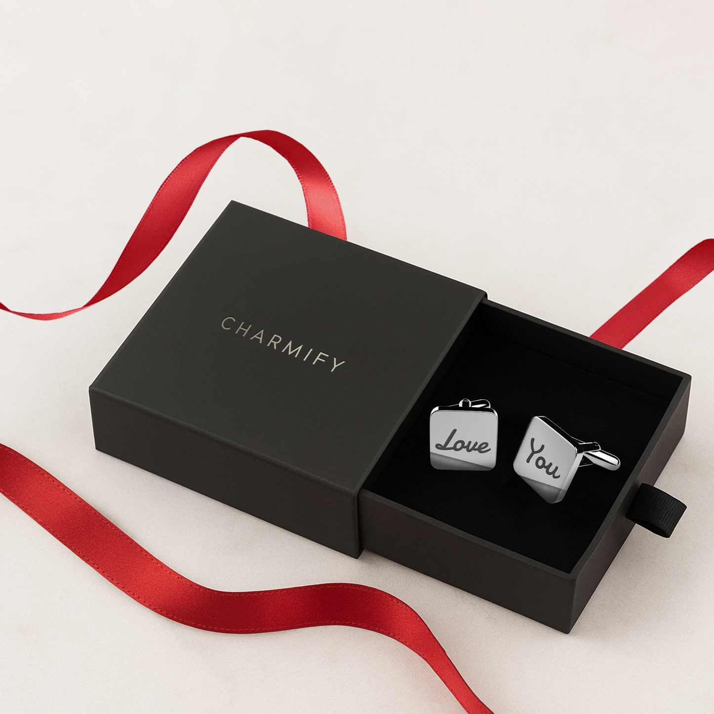 Personalised Square Cufflinks – Elegant Gift for Him in Silver, Gold, Black & Rose Gold