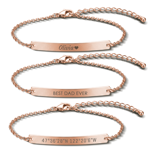 Stories Written in Steel — Personalised Minimalist Bar Bracelet