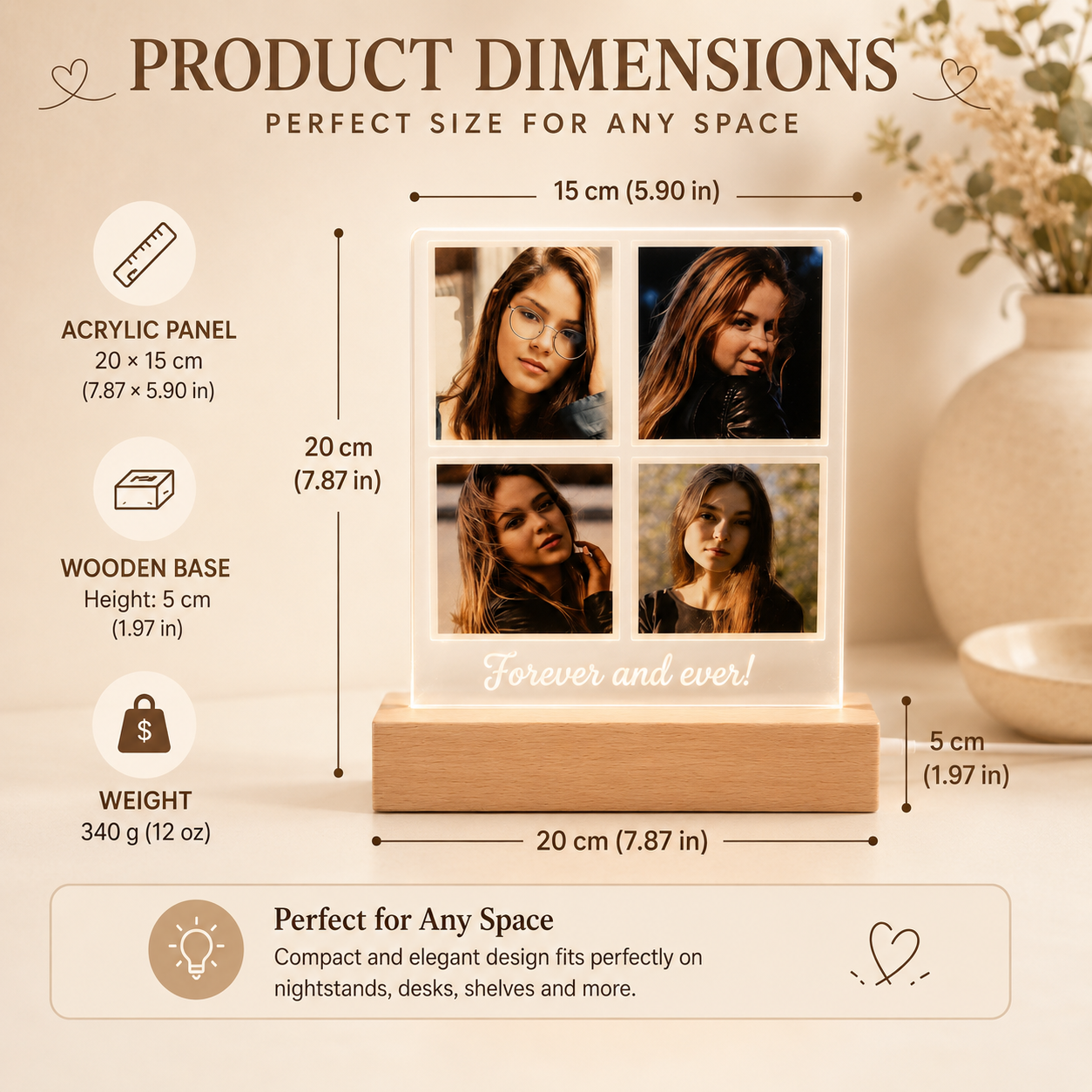 Personalised LED Photo Frame Night Light - Your Beautiful Story, Crafted to Glow Forever