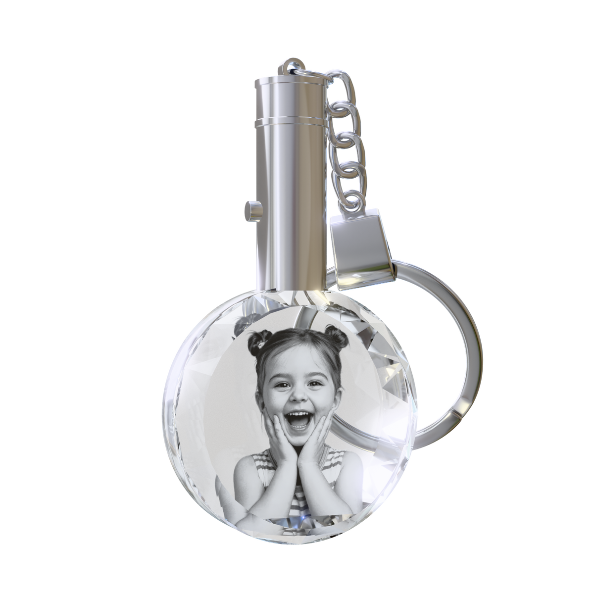 Custom Hexagon Photo Crystal Keychain – Light-Up Engraved Keepsake for Special Moments