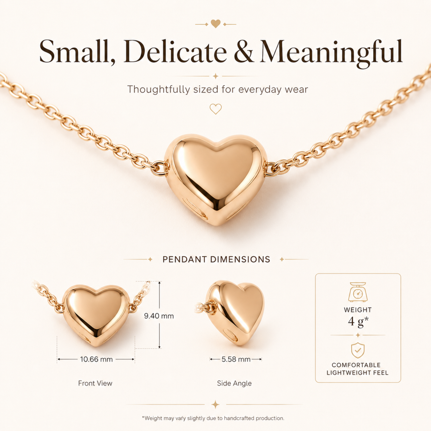 Personalised Dainty Puffy Heart Initial Necklace