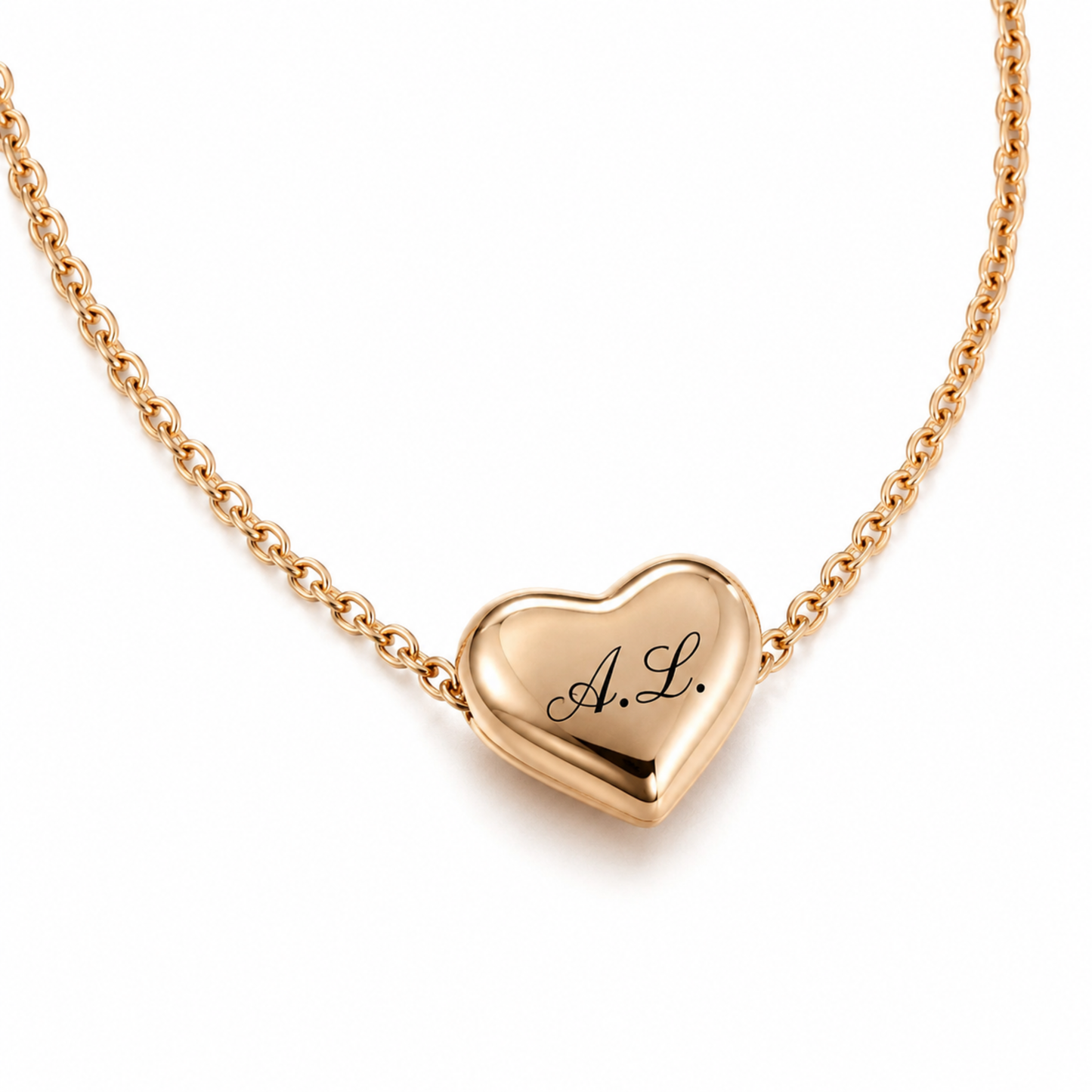 Personalised Dainty Puffy Heart Initial Necklace