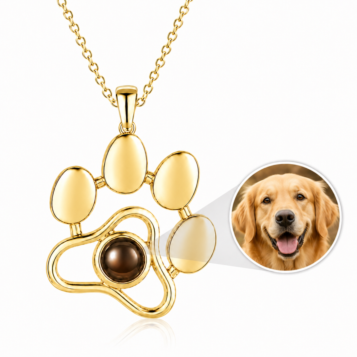 Personalised Paw Print Photo Projection Necklace