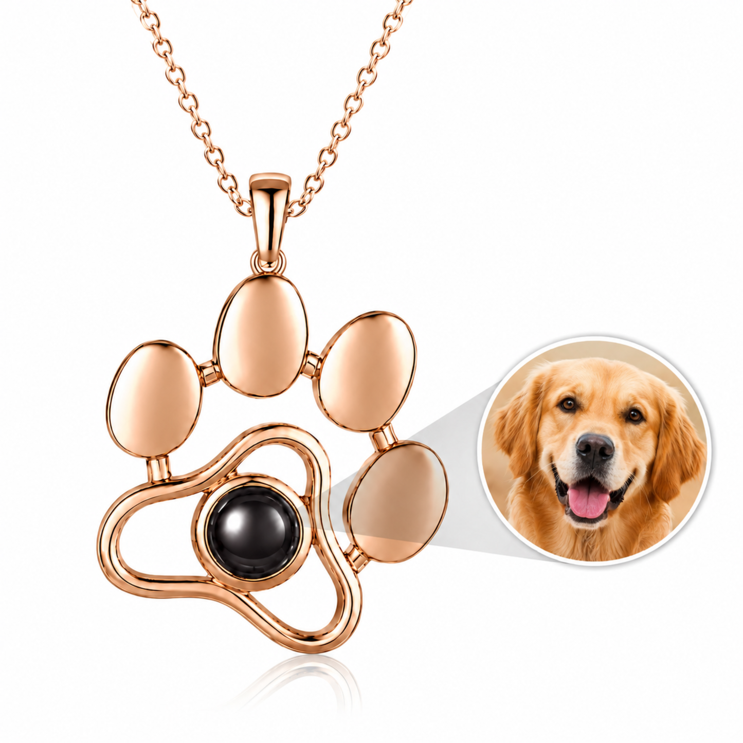 Personalised Paw Print Photo Projection Necklace