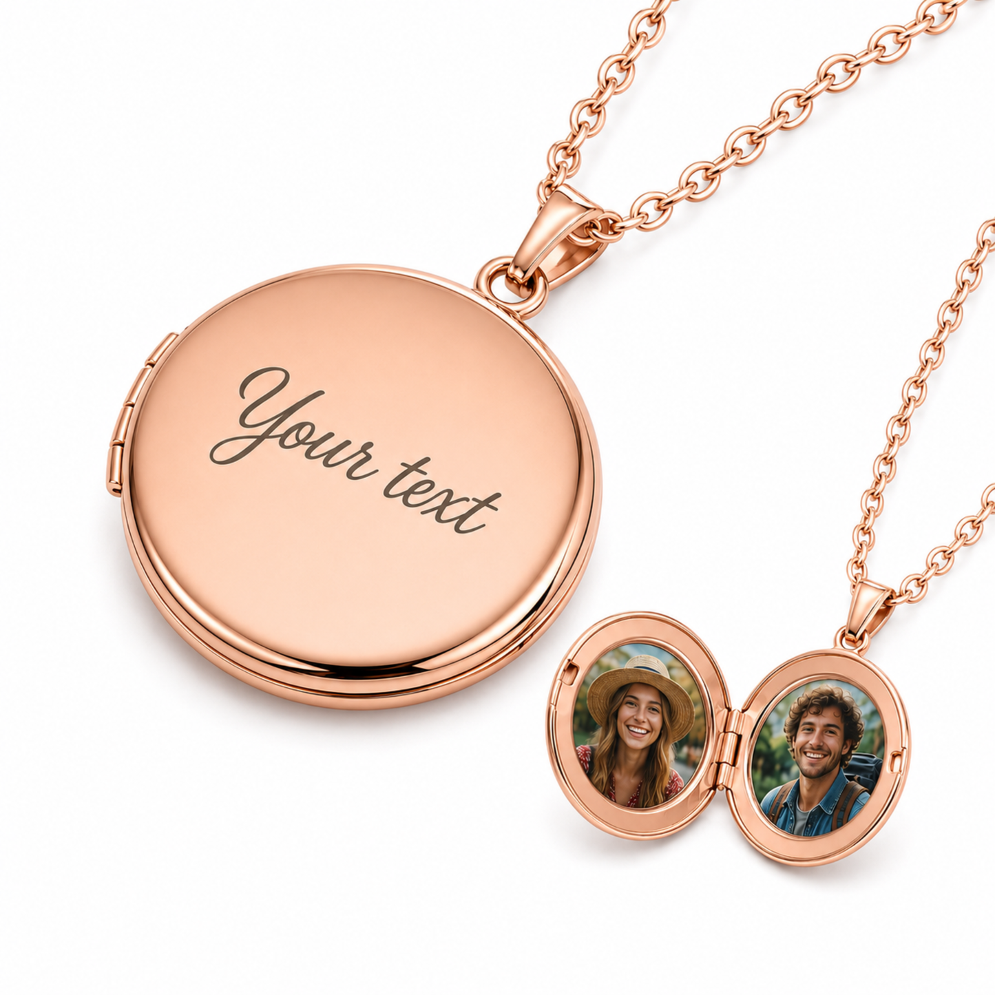 Personalised Vintage Photo Locket Necklace with Custom Engraving — Stainless Steel Round Opening Medallion Gift for Her, Mum, Wife