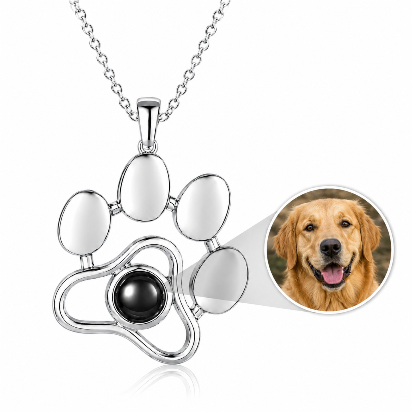 Personalised Paw Print Photo Projection Necklace