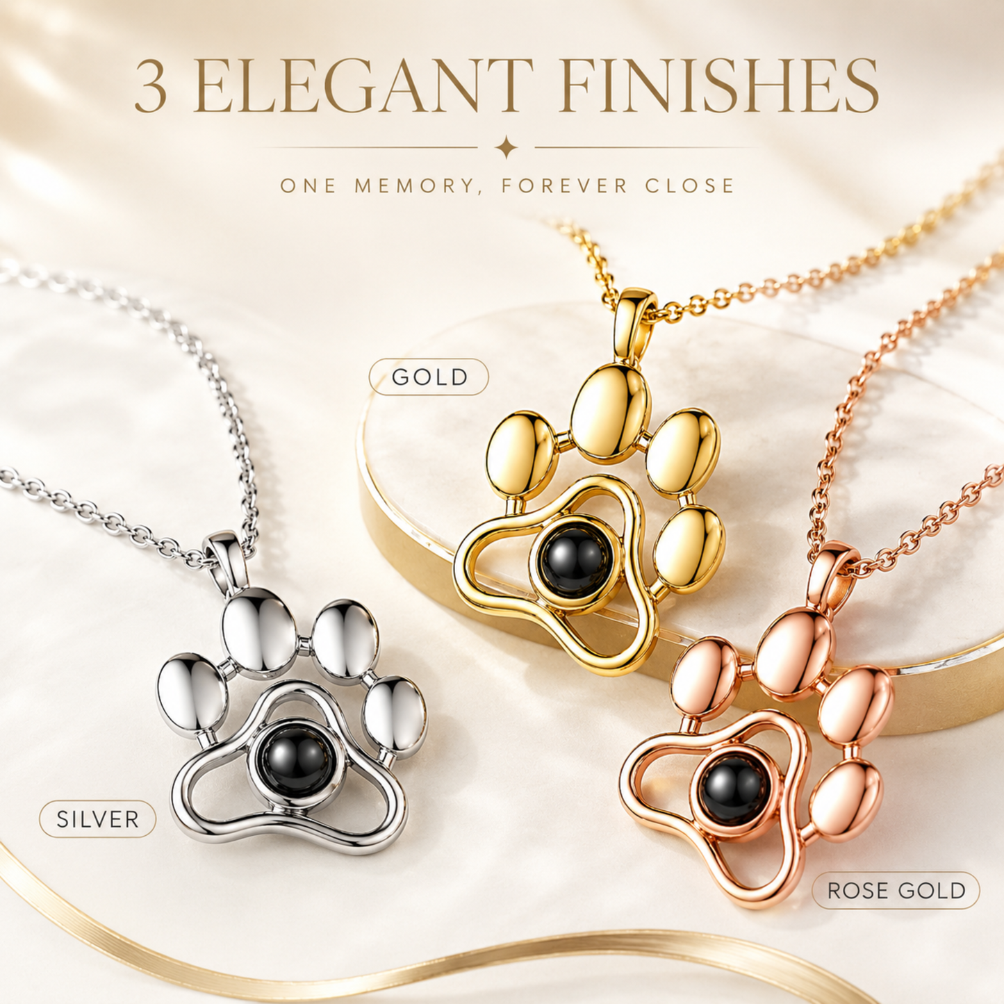Personalised Paw Print Photo Projection Necklace