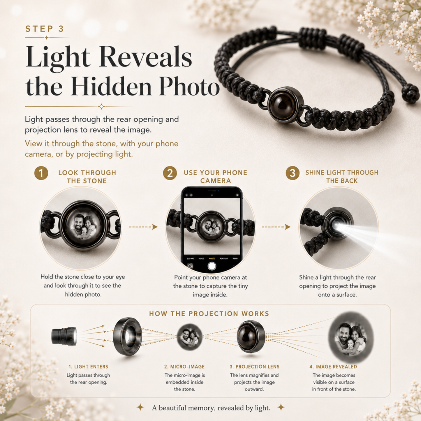 Minimalist Braided Cord Photo Projection Bracelet