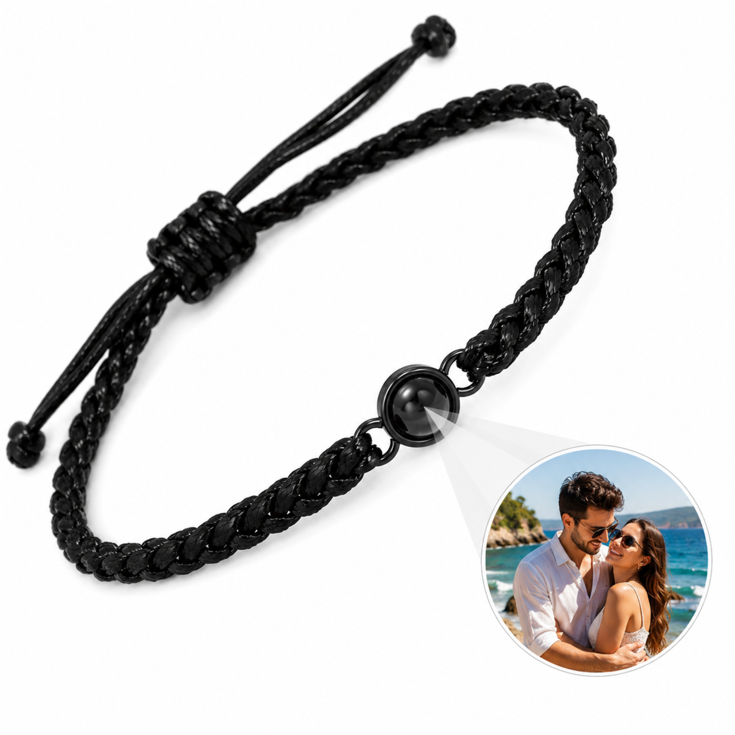 Minimalist Braided Cord Photo Projection Bracelet