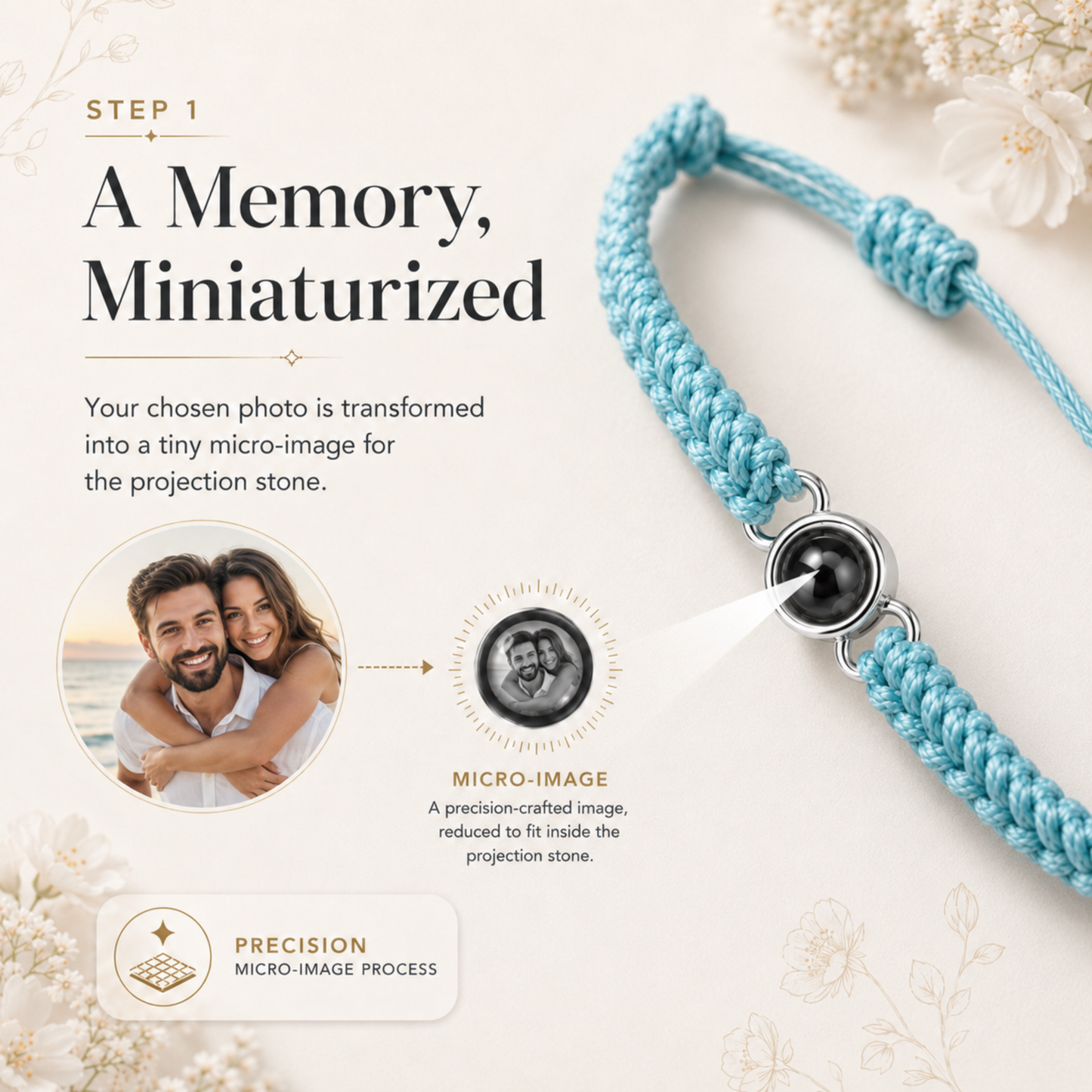 Minimalist Braided Cord Photo Projection Bracelet