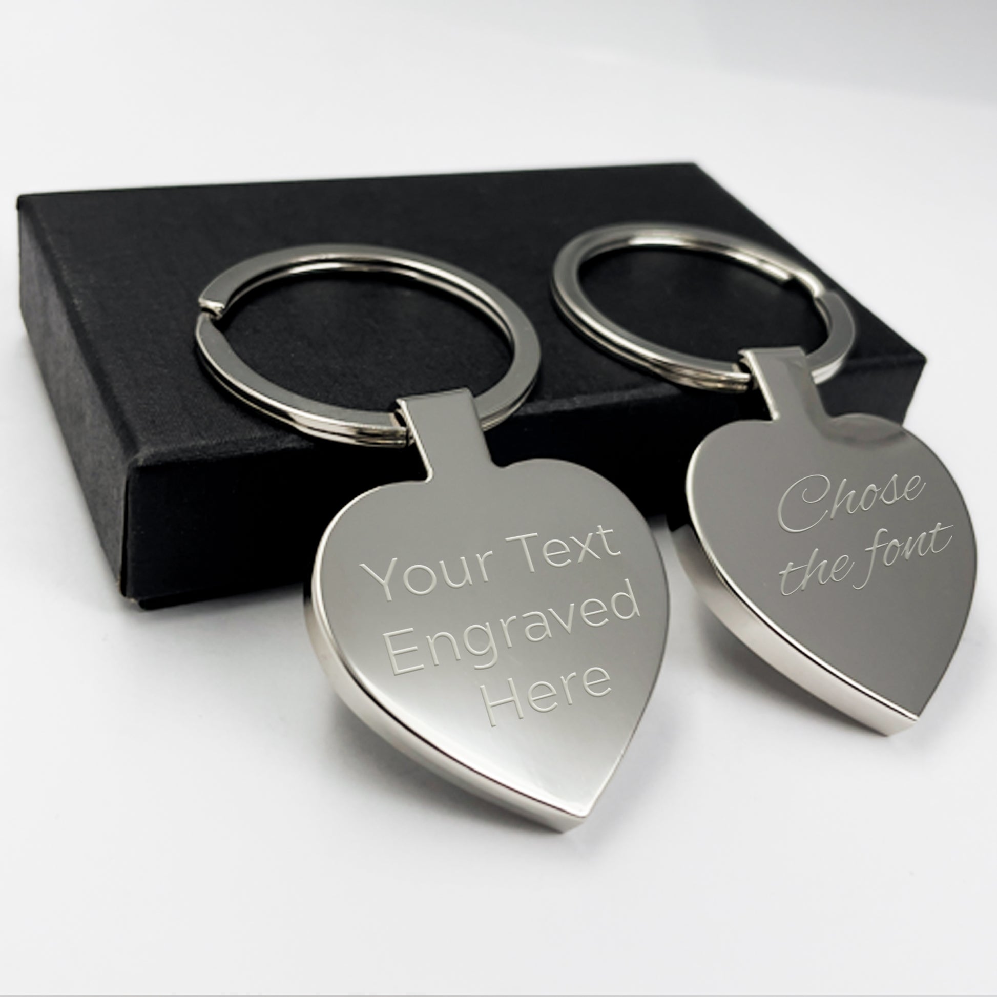 Charming silver heart keychain with lovely text engraving, presented in an elegant gifted box – A heartfelt keepsake