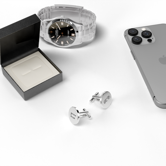Personalised Cufflinks in Silver, Gold, Black, and Rose Gold – The Perfect Gift for Him