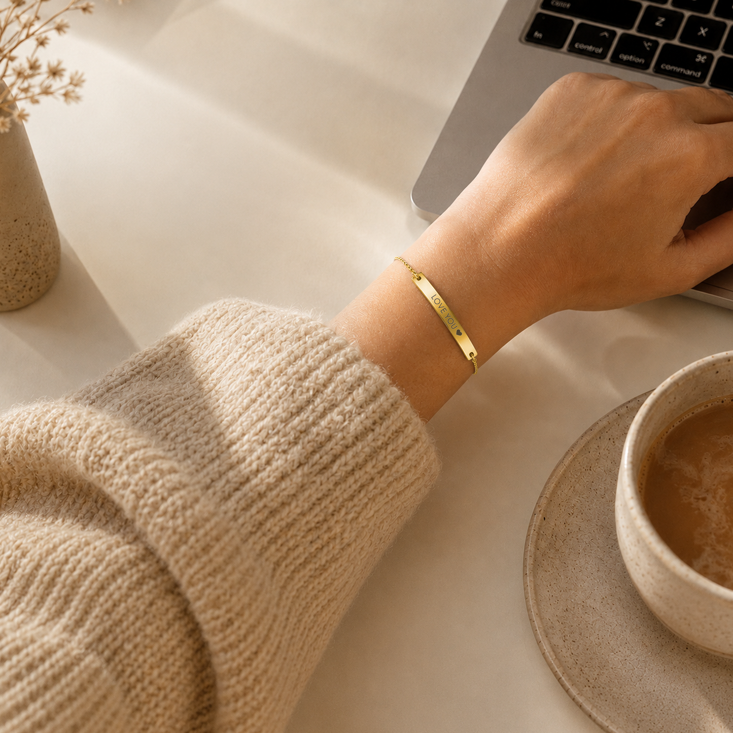 Stories Written in Steel — Personalised Minimalist Bar Bracelet