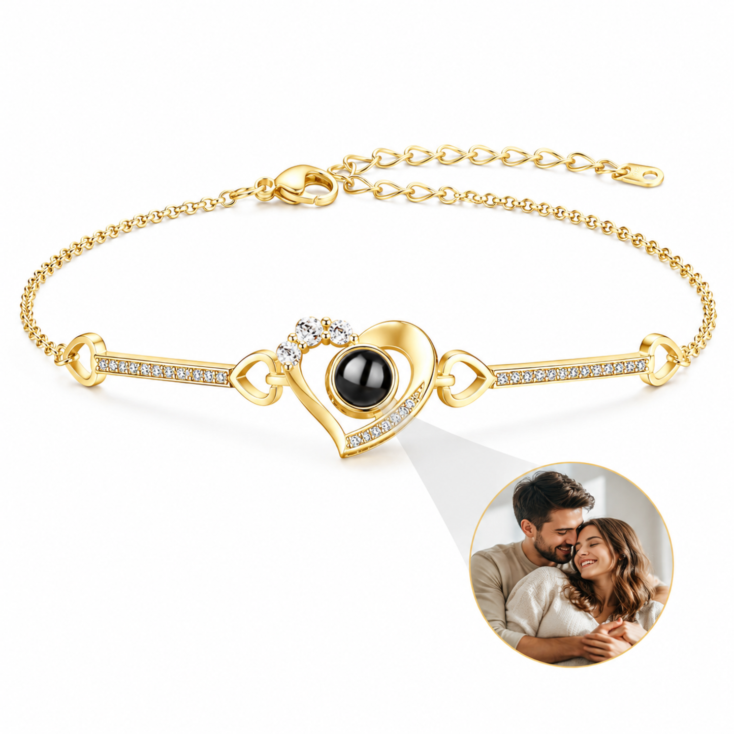 Personalised Elegant Heart Photo Projection Bracelet
