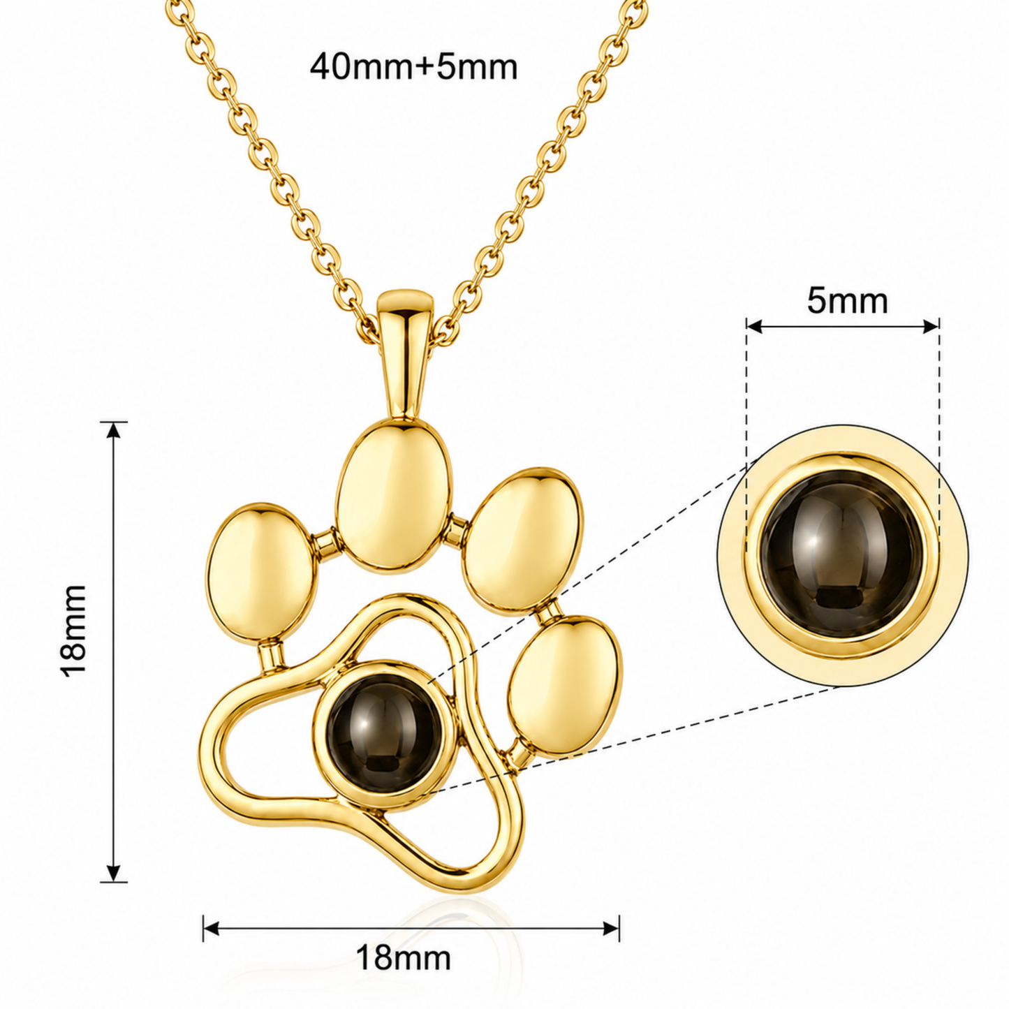 Personalised Paw Print Photo Projection Necklace