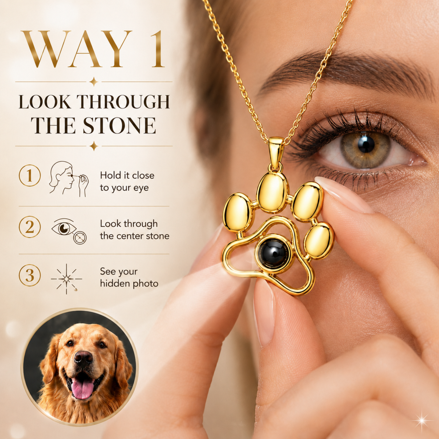 Personalised Paw Print Photo Projection Necklace