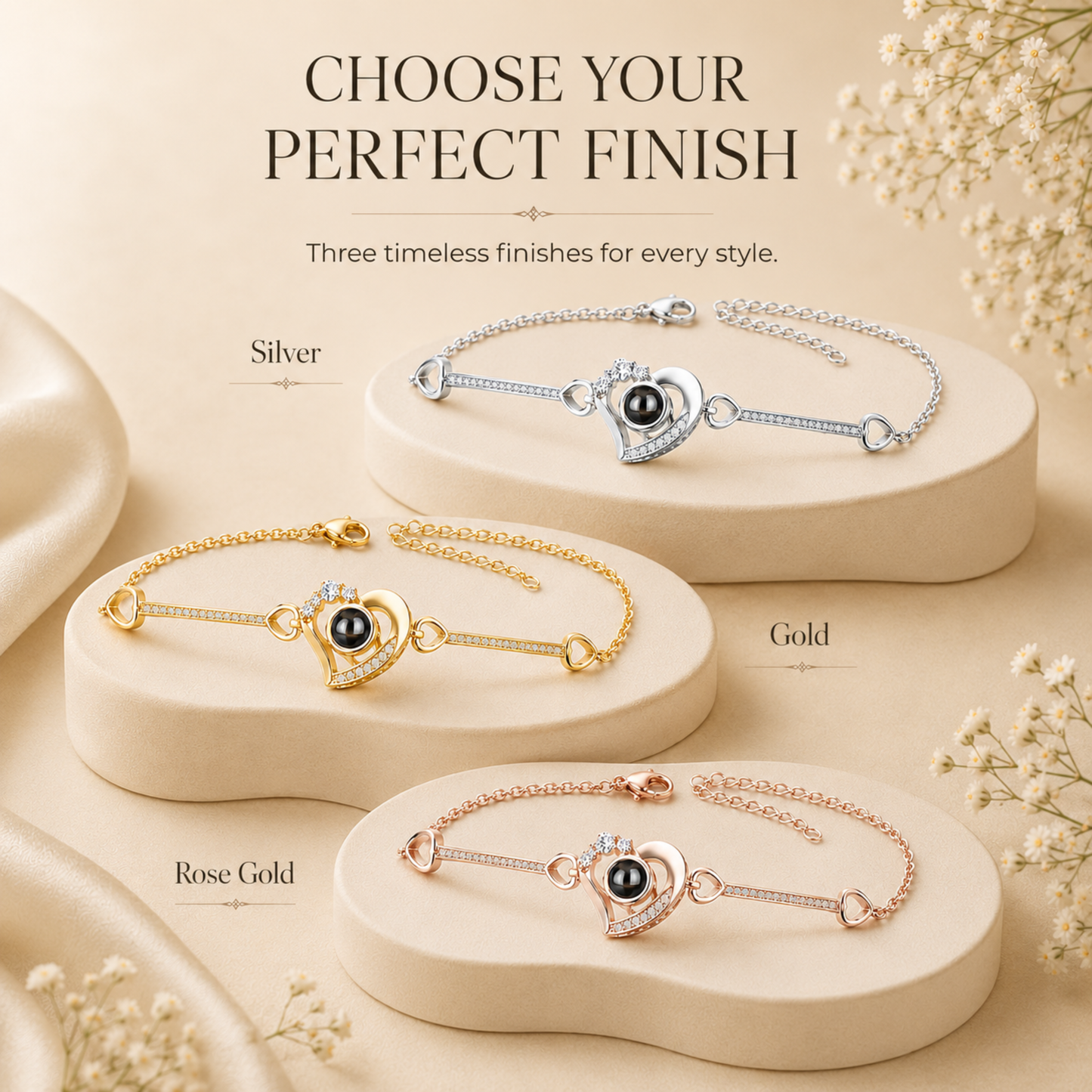 Personalised Elegant Heart Photo Projection Bracelet