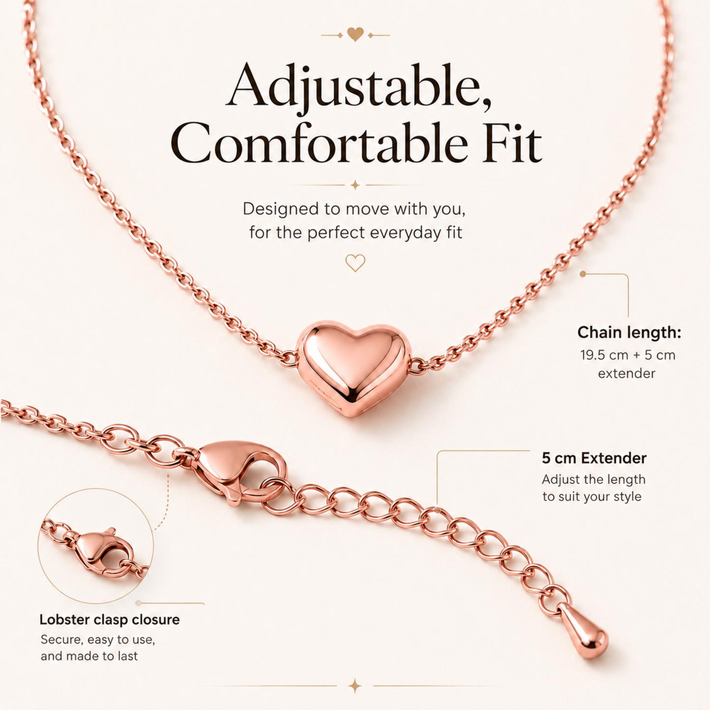 Personalised Dainty Puffy Heart Initial Necklace