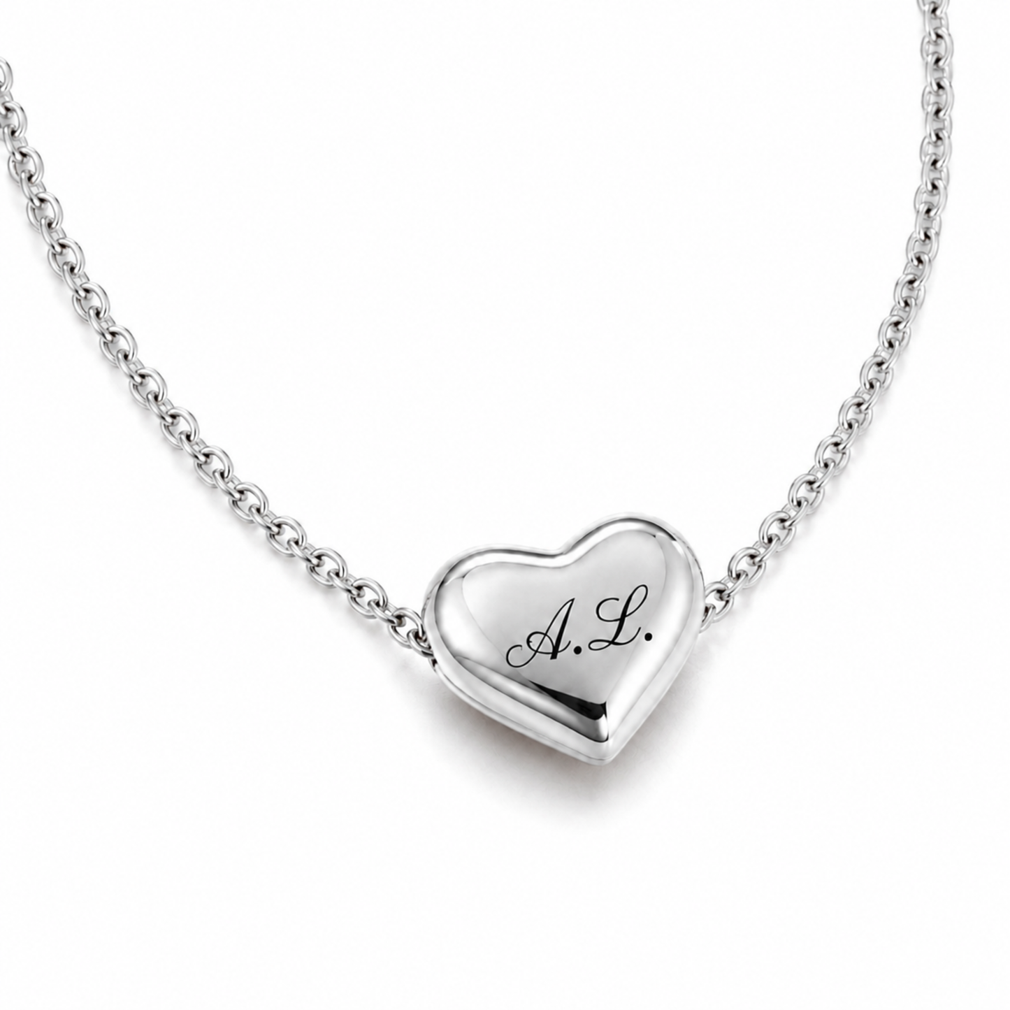 Personalised Dainty Puffy Heart Initial Necklace