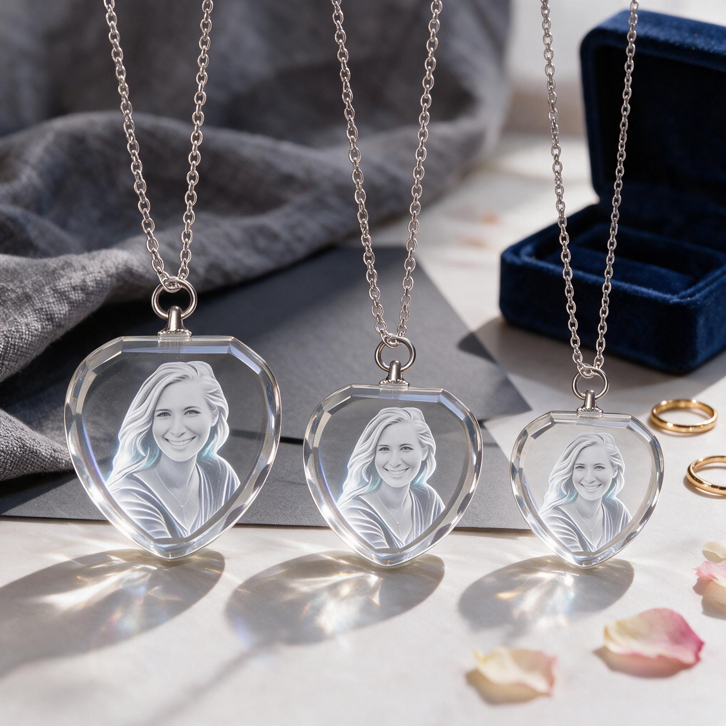 Heart Crystal Photo Necklace - Your Deepest Memories, Captured in Crystal