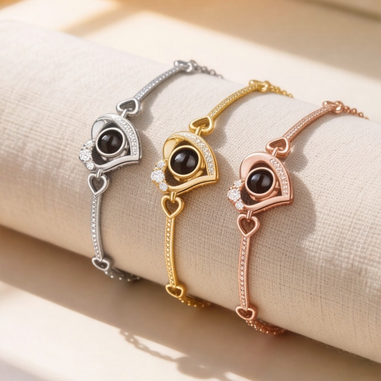 Personalised Elegant Heart Photo Projection Bracelet