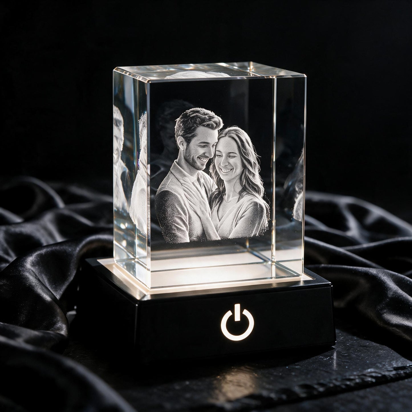 3D Cube Personalised Photo Crystal — Custom Laser Engraved Glass Keepsake