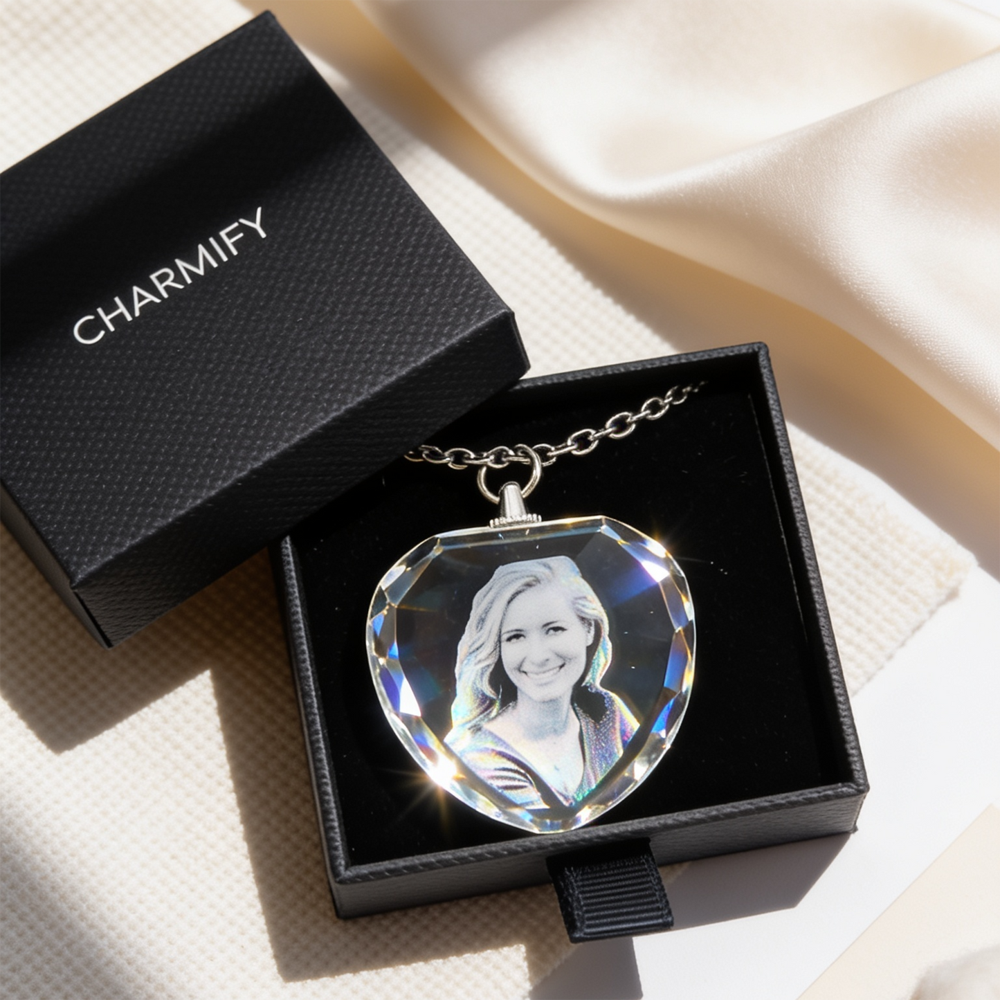 Heart Crystal Photo Necklace - Your Deepest Memories, Captured in Crystal
