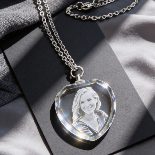 Heart Crystal Photo Necklace - Your Deepest Memories, Captured in Crystal