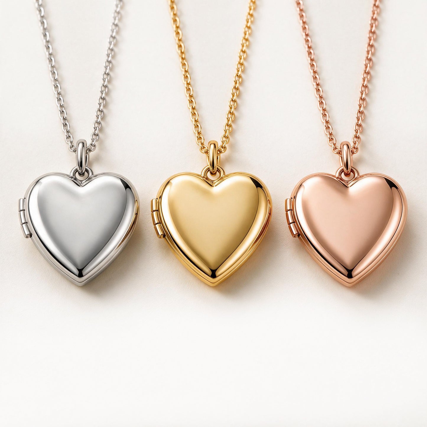 Personalised Heart Photo Locket Necklace — Stainless Steel Heart Opening Medallion Gift for Her, Mum, Wife