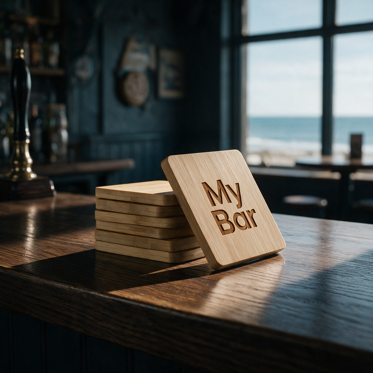 Custom Engraved Bamboo Square Coasters — Premium Eco-Friendly Drink Mats