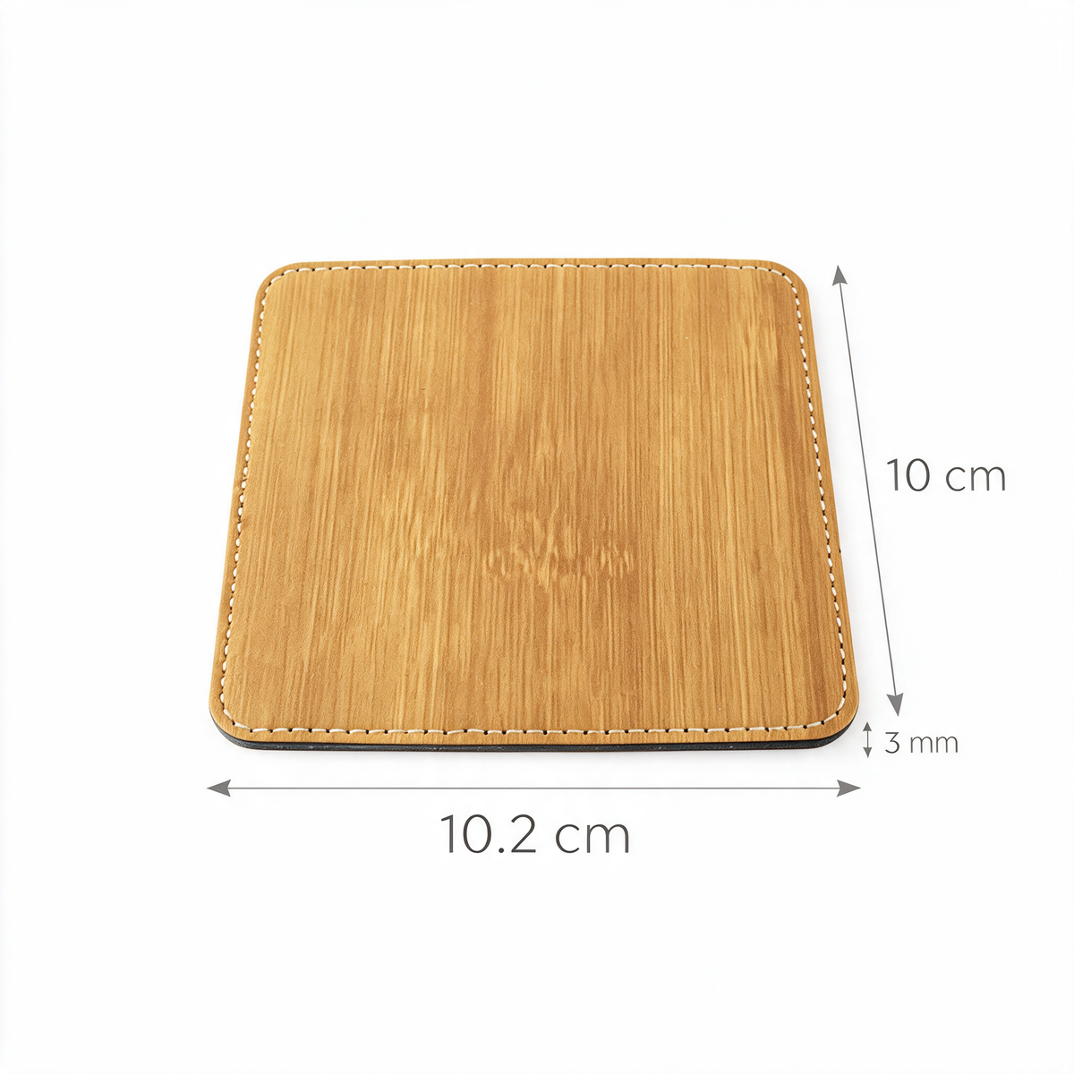Custom Engraved Bamboo Leatherette Coasters — Premium Faux Leather Drink Mats
