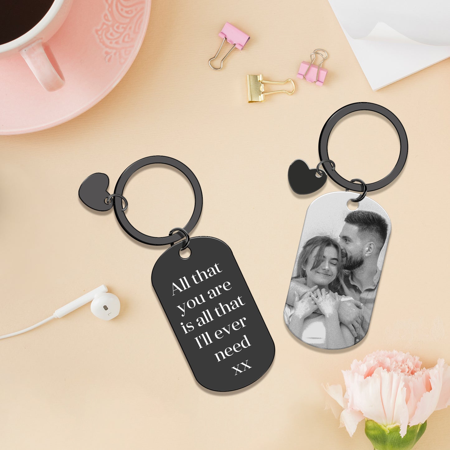 Personalised Keychain with Heart – Custom Engraving for a Special Touch