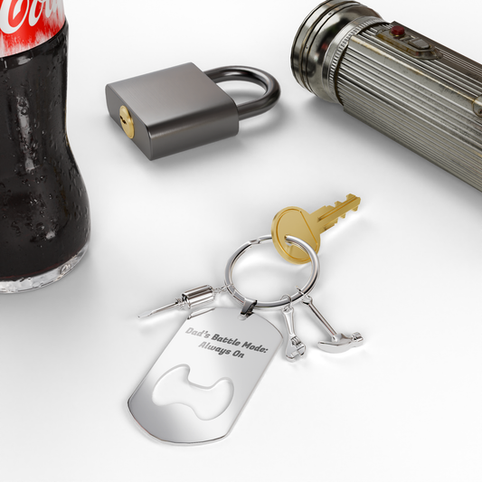 Personalised Bottle Opener Keyring – Custom Engraved Text in Silver | Gift for Men