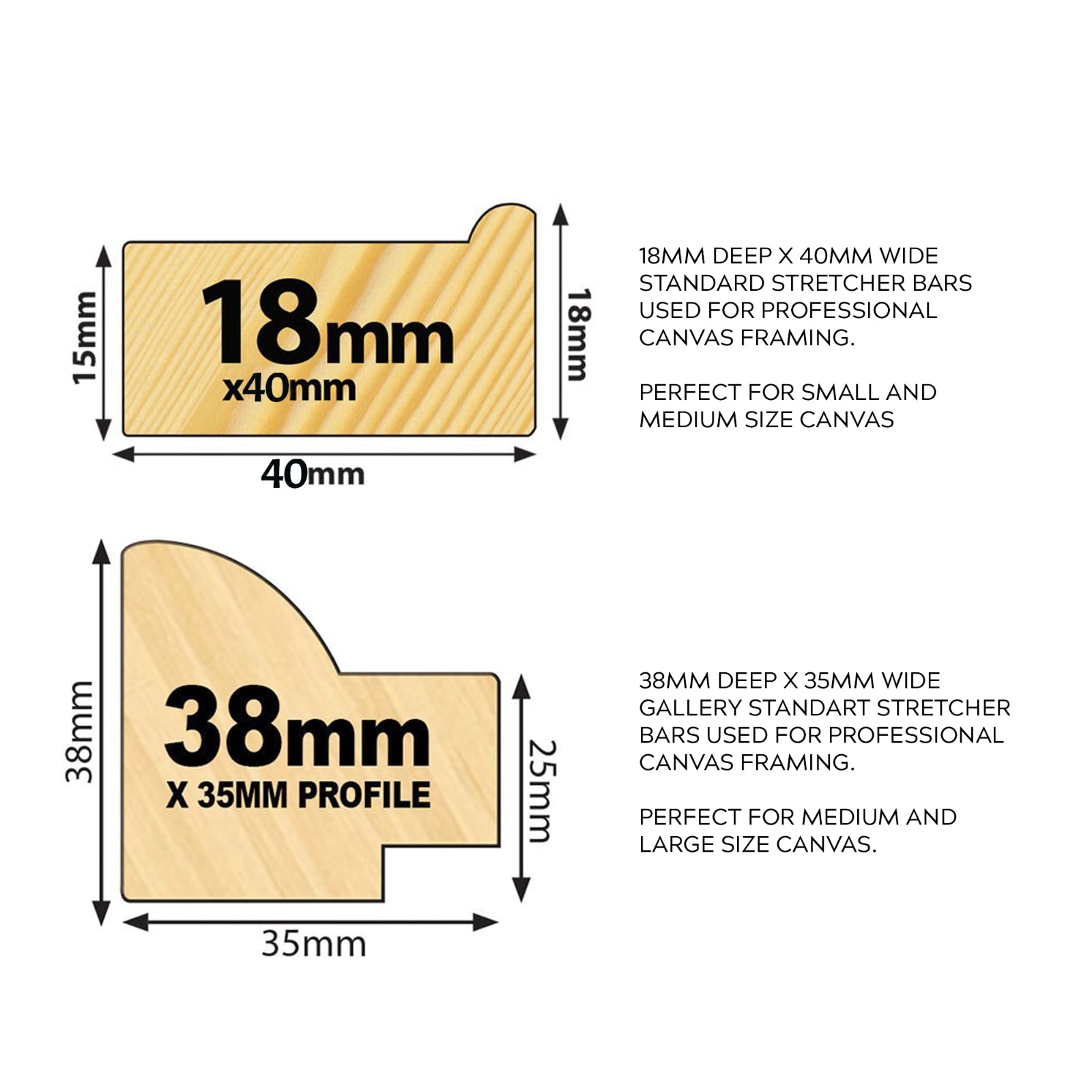 Premium personalised canvas print featuring your custom image – Available in 18mm deep and 41mm wide dimensions for high-quality wall art