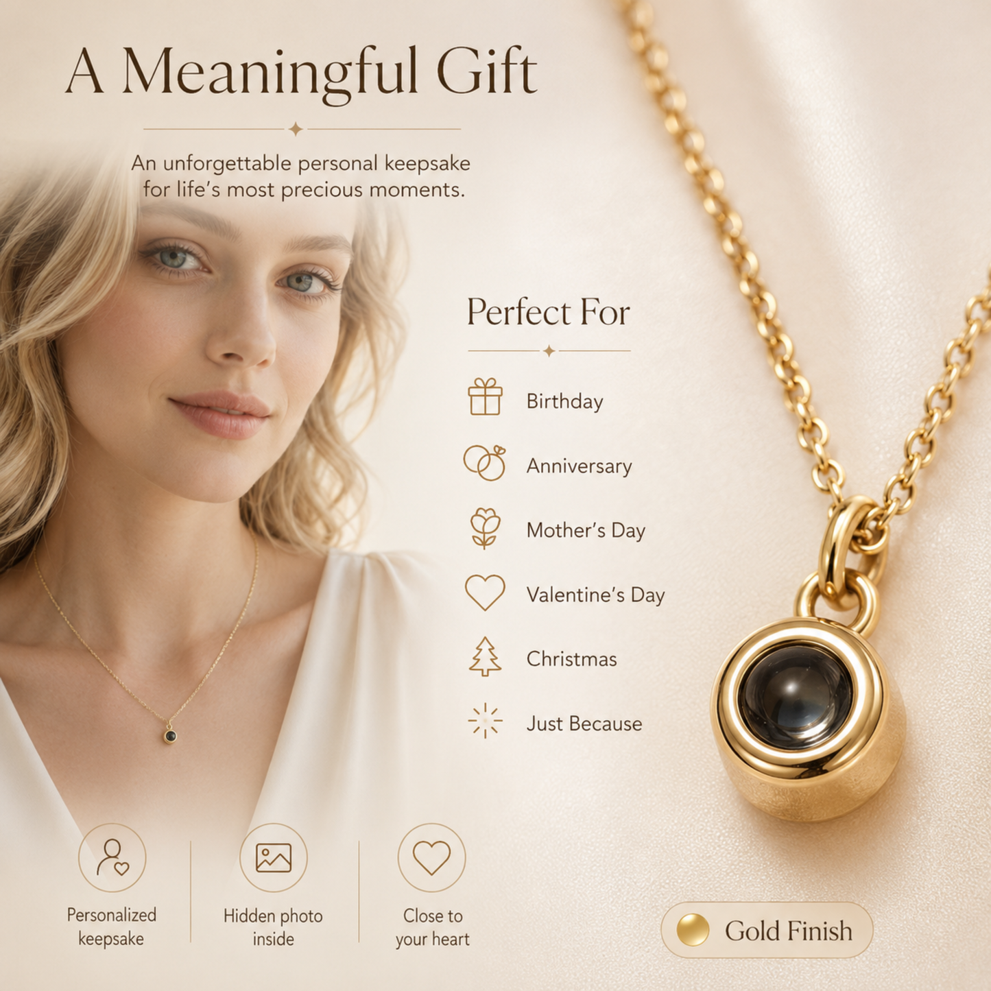 Minimalist Cylinder Photo Projection Necklace.