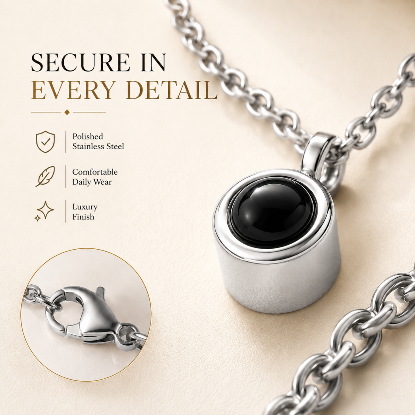 Minimalist Cylinder Photo Projection Necklace.
